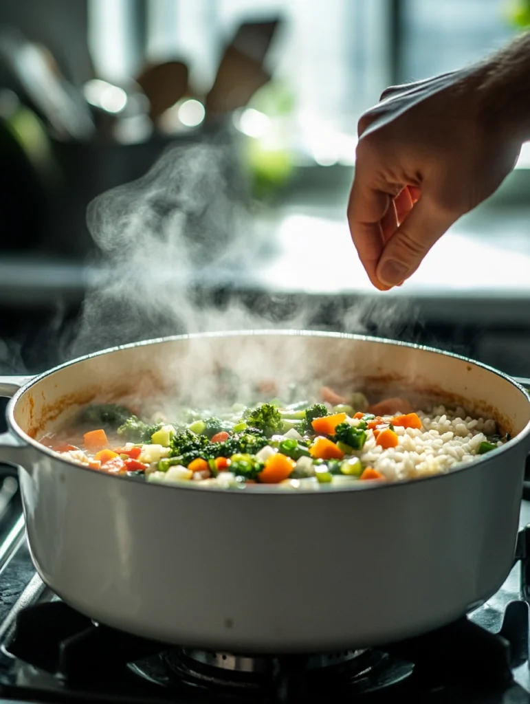 Leichte Gemüsesuppe mit Reis