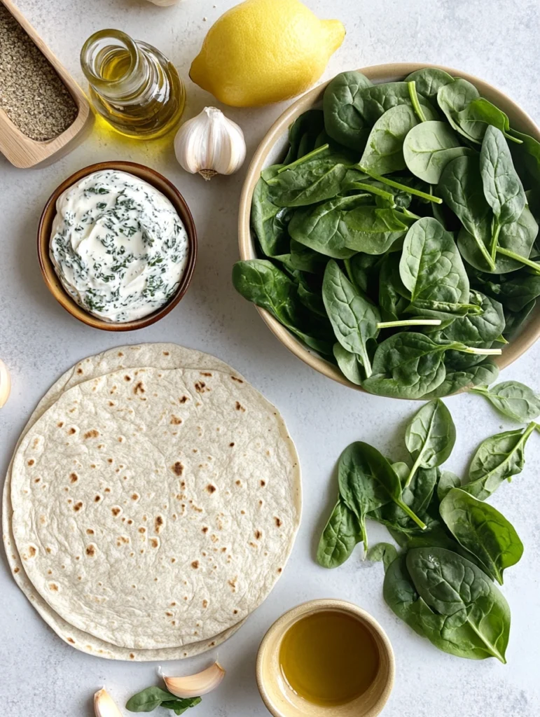 Tortilla-Röllchen mit Frischkäse und Spinat