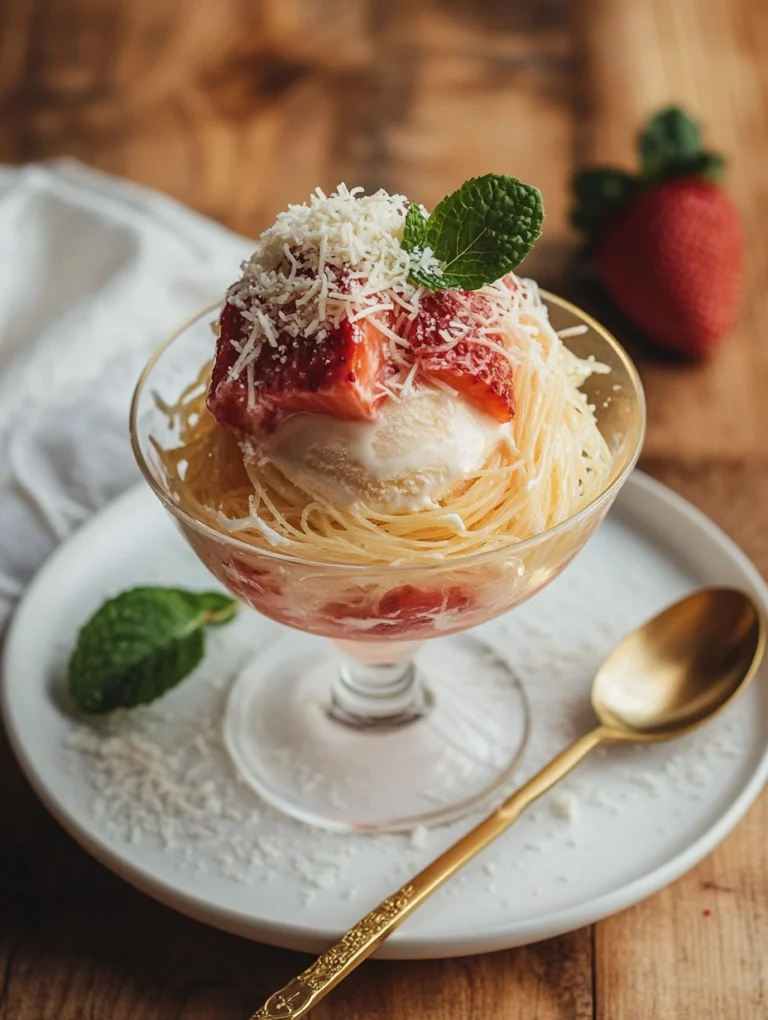 Mini-Spaghetti-Eis-Dessert im Glas