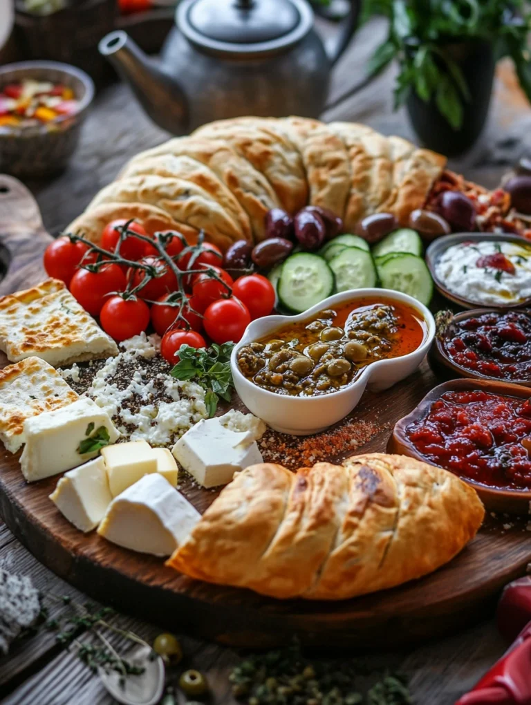 Türkisches Frühstücksbrett mit Simit & Käse