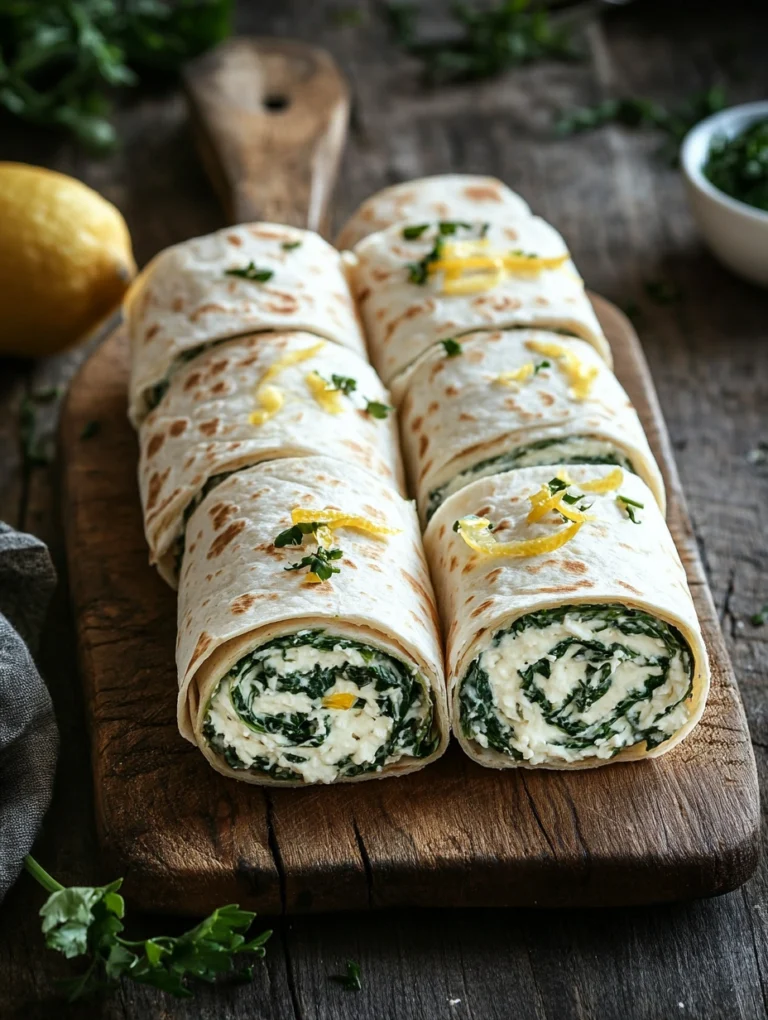 Tortilla-Röllchen mit Frischkäse und Spinat