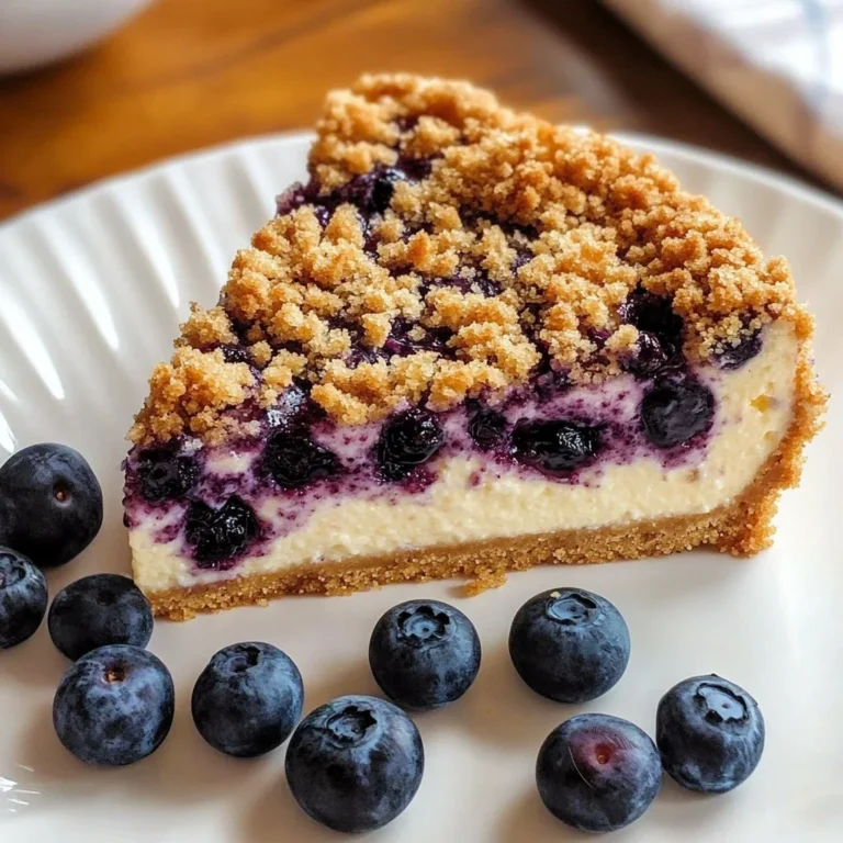 Blaubeer-Crumble-Käsekuchen mit frischen Blaubeeren und knusprigem Crumble