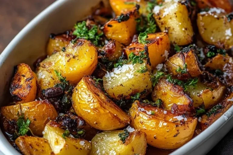 Gerösteter Rosenkohl und Butternut-Kürbis auf einem Teller serviert