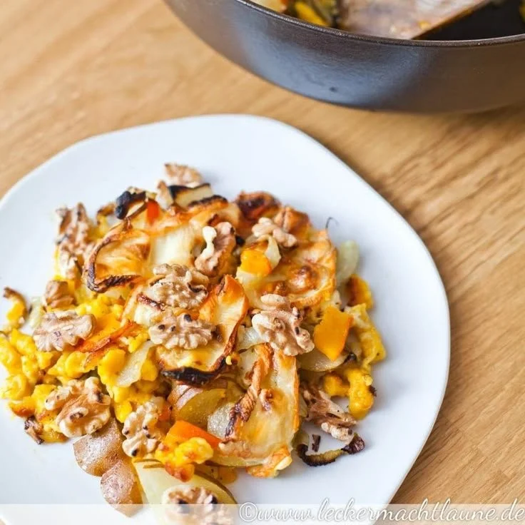 Winter-Spätzle mit Birne, Fenchel und Kürbis