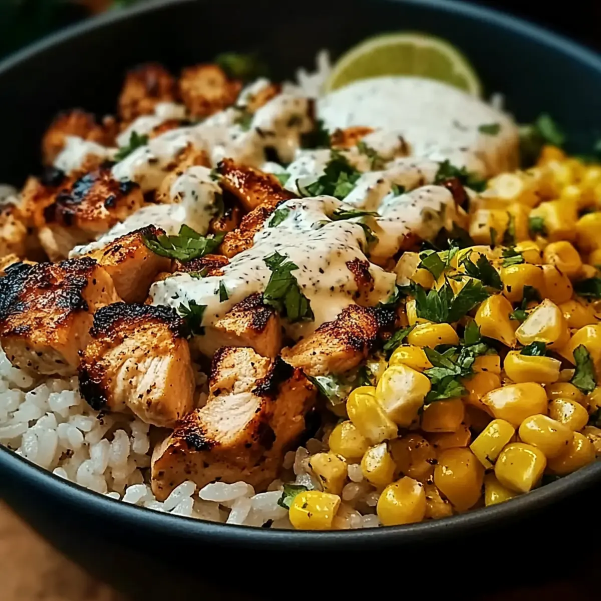 High Protein Street Corn Chicken Rice Bowl - 30g Protein Per Serving