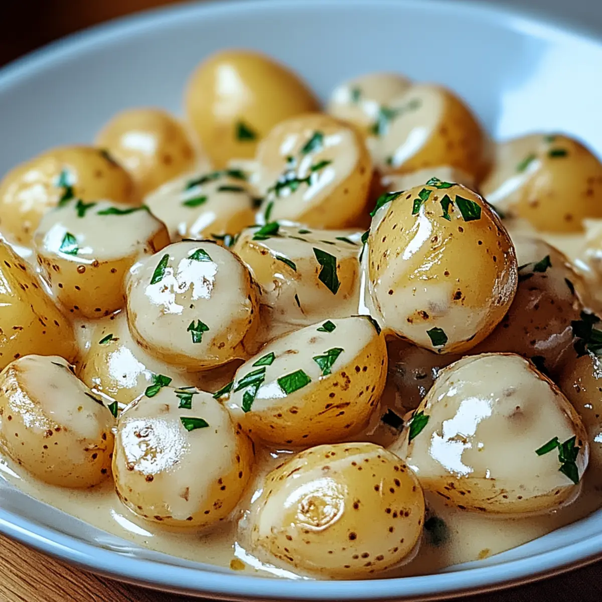 Easy Creamy Garlic Sauce Baby Potatoes Recipe